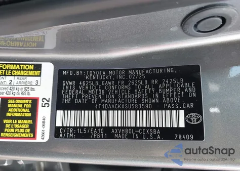 2025 Toyota Camry Se z USA, uszkodzony, nr VIN 4T1DAACKXSU583590